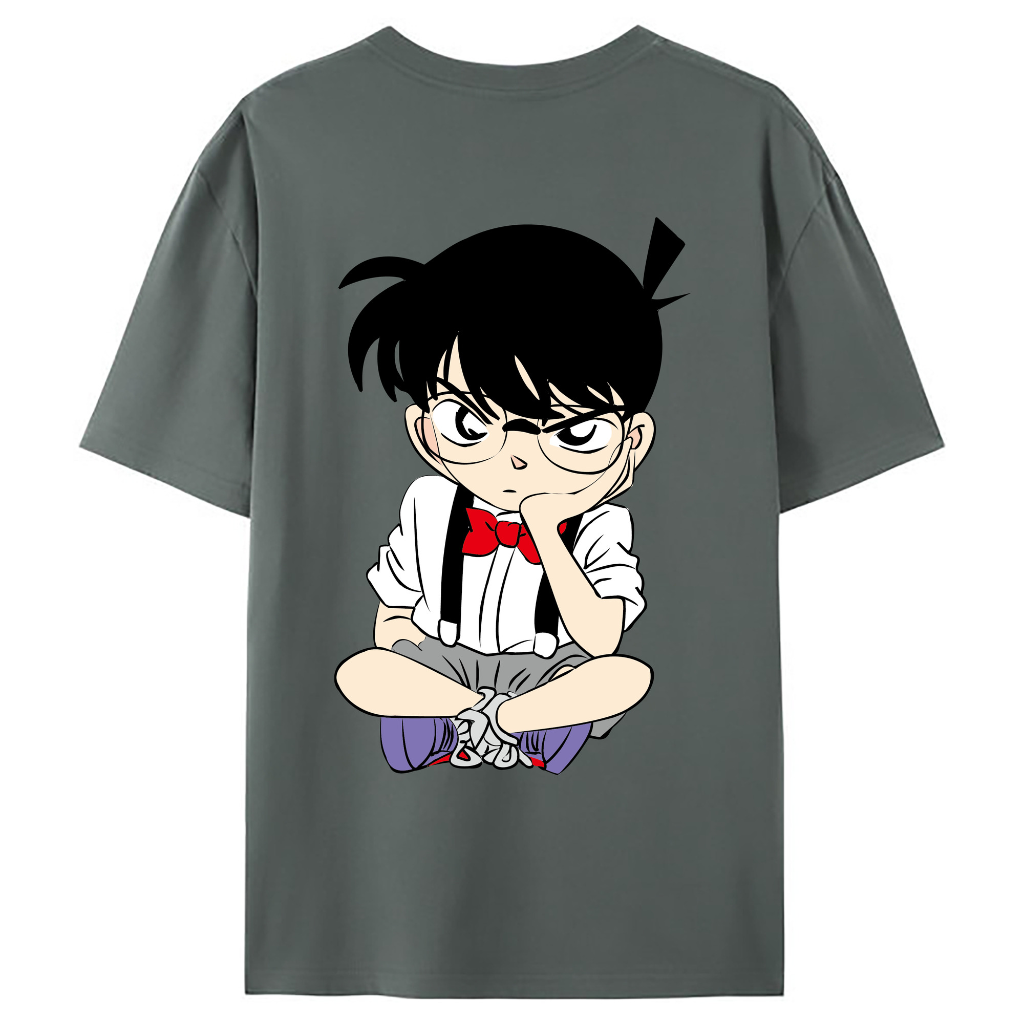 （画像用） 名探偵コナン 江戸川 コナン Detective Conan Conan Edogawa 綿100％ メンズ半袖Tシャツ（バックプリント） 通気性